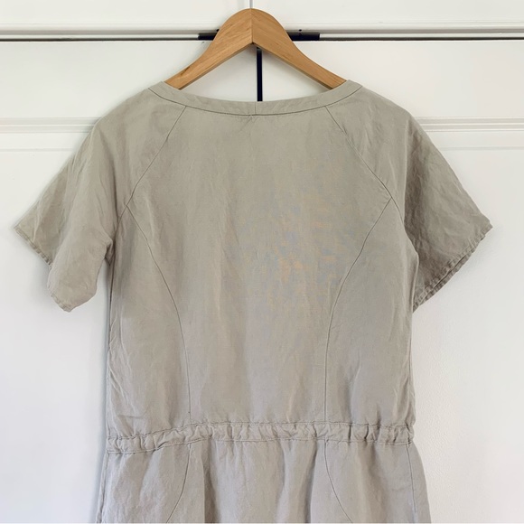 Emerson Fry Dress Drawstring Shift Short Sleeved Mini Summer Capsule Tan Size XS - Picture 5 of 10